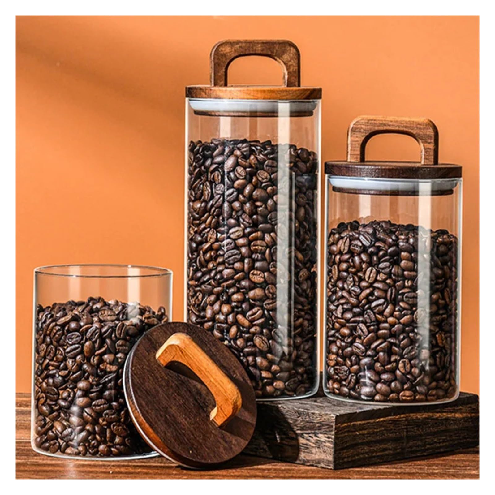 Versiegeltes Glas for Kaffeebohnen, vakuumversiegelter, wasserdichter und luftdichter Behälter, Vorratsglas for Lebensmittel, Getreide und Süßigkeiten für Kaffeebohnen, Zucker(1250ml)