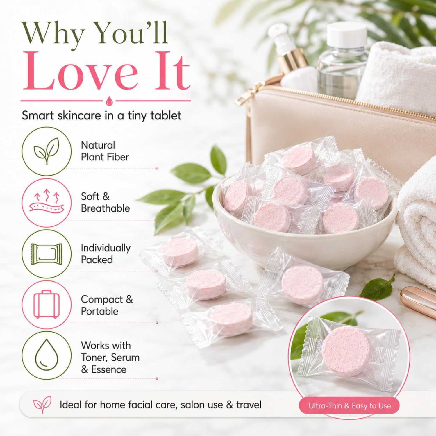 Compressed Facial Mask Tablets Pack of 25 | Disposable Compressed Face Mask Sheets | DIY Skincare Mask Tablets for Face Care, Beauty, Travel & Home Use | Easy to Use & Portable 4