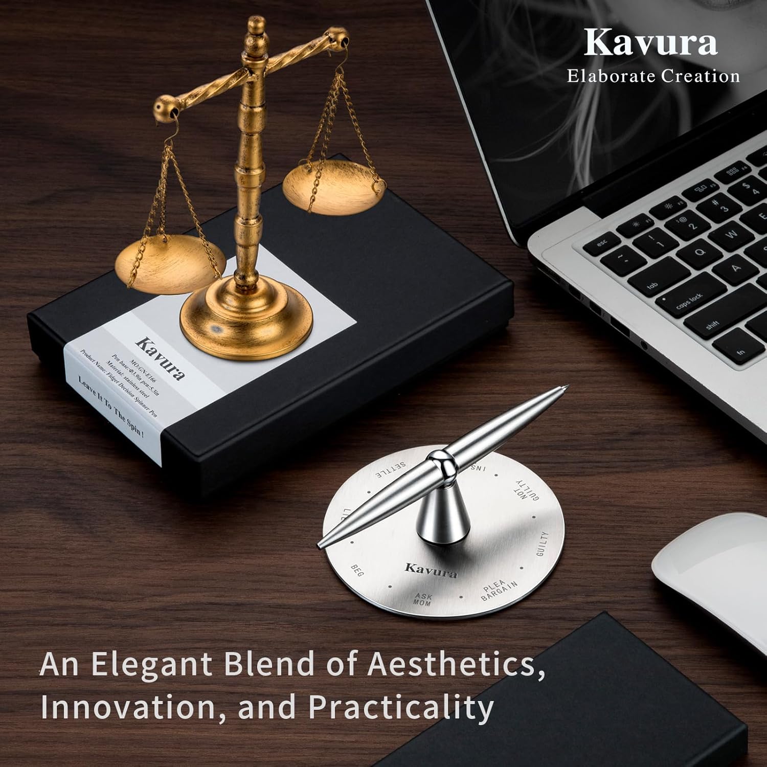 Spin Decision Pen for Legal Professionals – CNC-Machined 316L Stainless Steel Fidget Pen with Magnetic Stand | Smooth Gel Ink Writing | Legal-Themed Decision Spinner & Stress-Relief Desk Gift