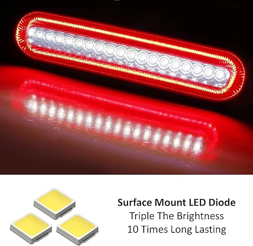 Miniatura 2 de iJDMTOY Lente ahumada F1 estilo estroboscópico LED de montaje alto, tercer freno, montaje de luz de separación compatible con Dodge RAM 1500 2500