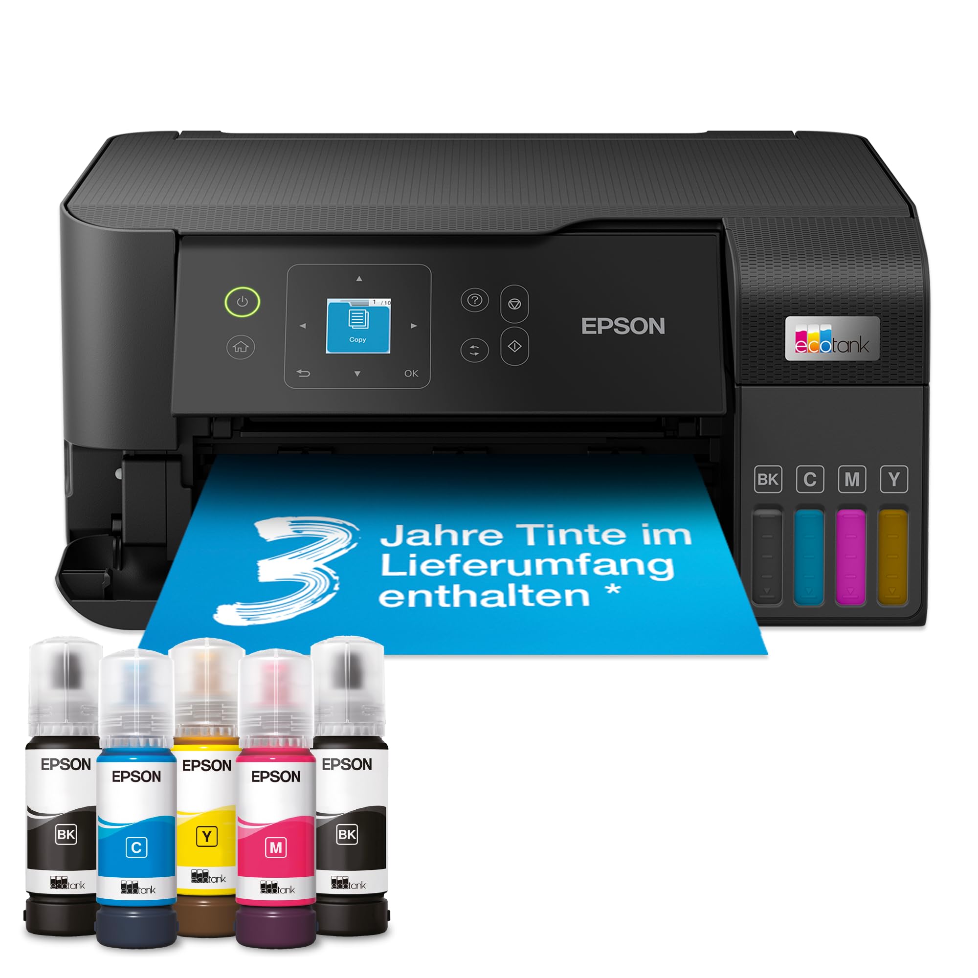 EcoTank ET-2840 DIN-A4-Multifunktions-WLAN-Tintentankdrucker, mit einem im Lieferumfang enthaltenen Vorrat an Tinten von bis zu 3 Jahren