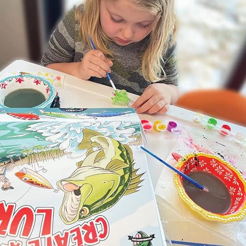 Miniatura 2 de Muskie Edition Kit de fabricación de señuelos, pinta tus propios señuelos de pesca, manualidades de pintura para niños con 1 señuelo, colores de