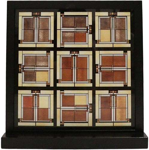 Ebros Gift Frank Lloyd Wright Unity Temple Universalist Church Skylight Oak Park - Placa de escritorio con base de madera, 10 pulgadas de alto x 10