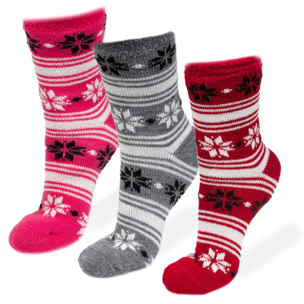 American Mammoth 3 Pairs Cozy Cabin Socks for Women - Aloe Infused Fuzzy Fluffy Comfortable Socks