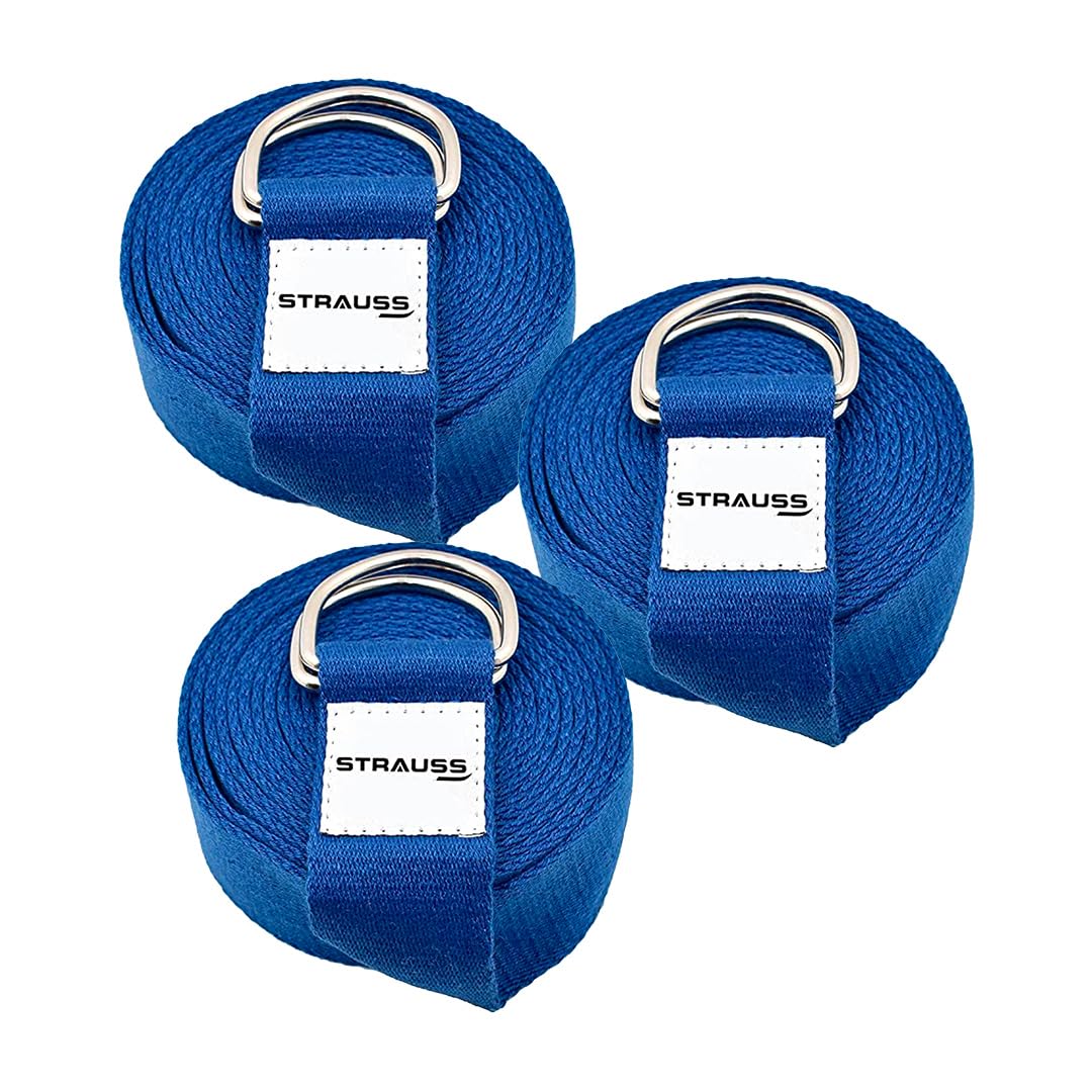 Strauss Yoga Strap & Stretching Belt | Ideal for Yoga, Pilates, Therapy, Dance, Gymnastics & Flexibility | 60% Thicker Belt with Extra Safe Adjustable Metal D-Ring Buckle | 8 feet (Blue) | Pack of 3 (B0CKF9NV3G) Amazon Price History, Amazon Price Tracker