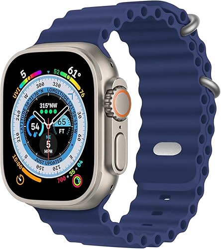 BHUIJIC Correa Ocean compatible con Apple Watch Ultra Band de 1.929 in 1.772 in 1.732 in 1.654 in para hombre, correa de silicona ajustable con