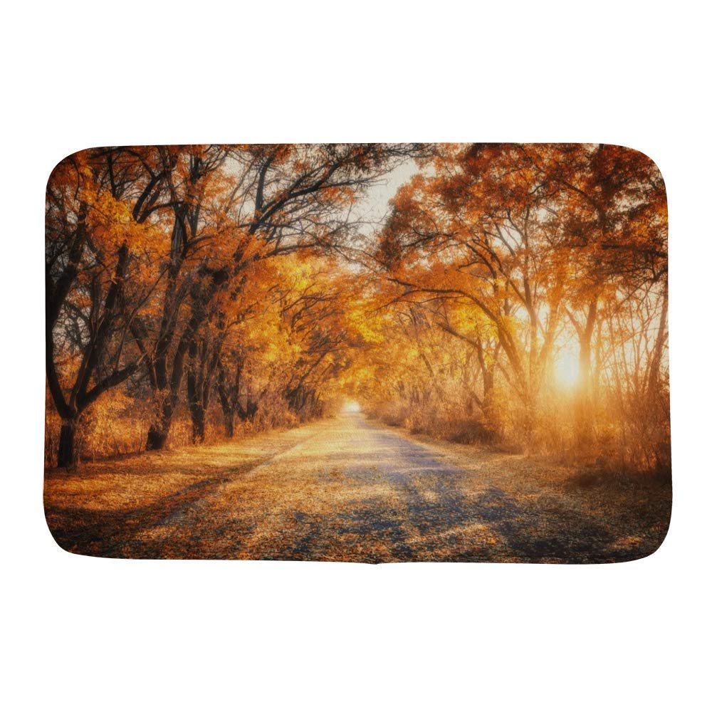 Tapis de bain forêt d'automne épais et lavable pour une douche sécurisée et chaleureuse