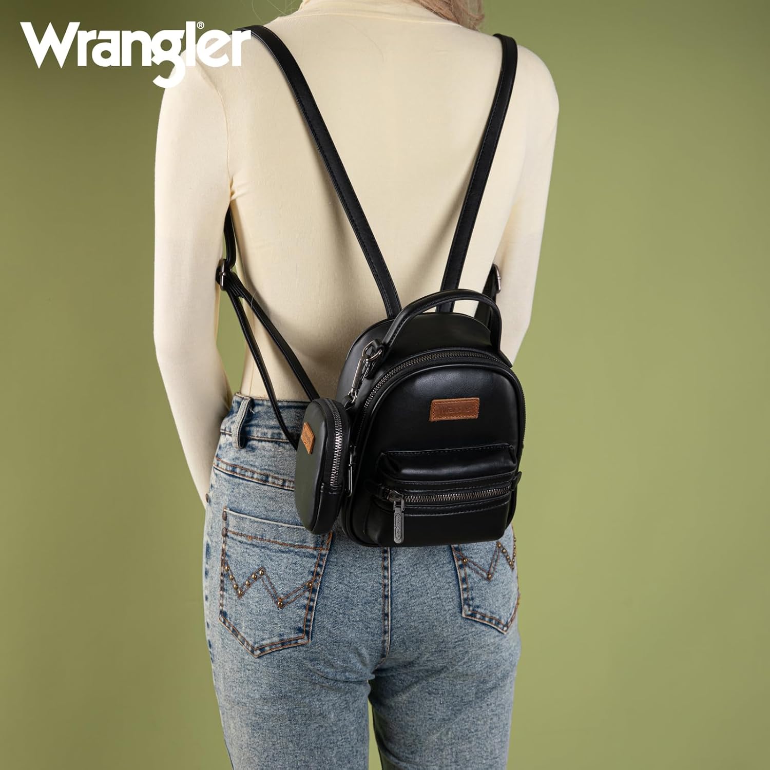 Montana West Mini Casual Backpack With Coin Pouch. WG174-8601 Wrangler Southwestern Knitted Mini Backpack With  main image 2