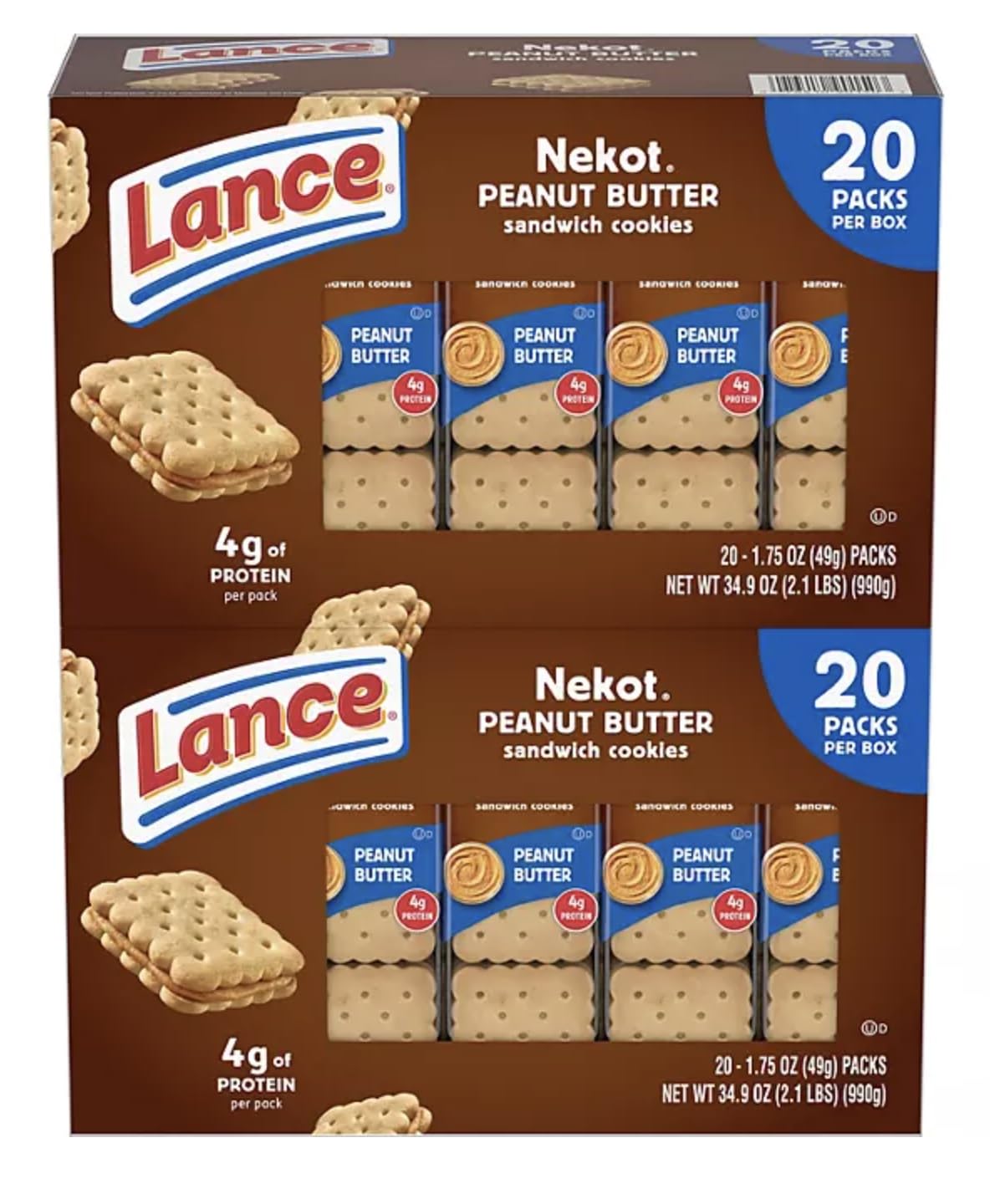 Lance Nekot Peanut Butter Sandwich Cookies (1.75 oz., 40 packs) (2 packs of 20)