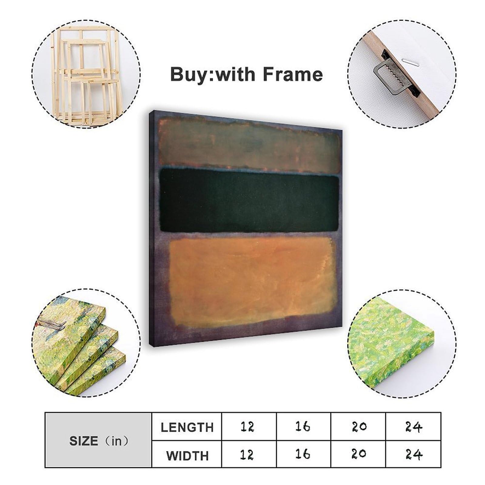 WCYB Untitled, 1956 01 Mark Rothko Prints plakat, dekoracja na płótnie, obraz, sztuka ścienna do biura, rama, 71,1 x 71,1 cm (dł. x szer.)