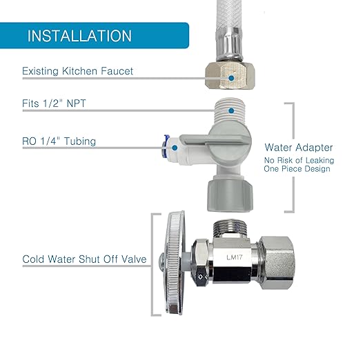 Miniatura 8 de EXPRT Sistema de filtro de agua potable para debajo del fregadero de ósmosis inversa 75 GPD de 5 etapas con bomba