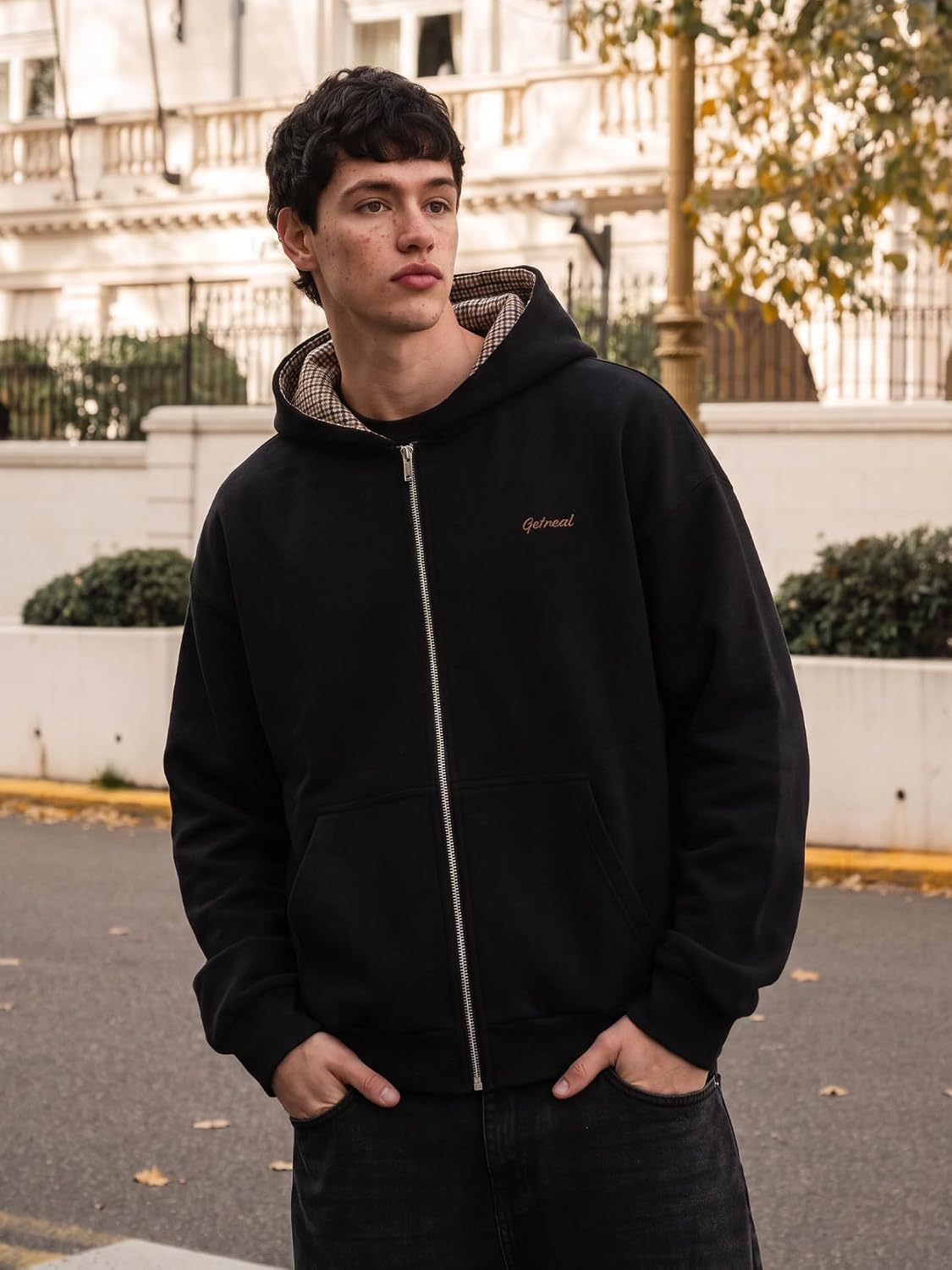 Men's Quarter Zip Sweatshirt Drop Shoulder Collared Pullover image 3