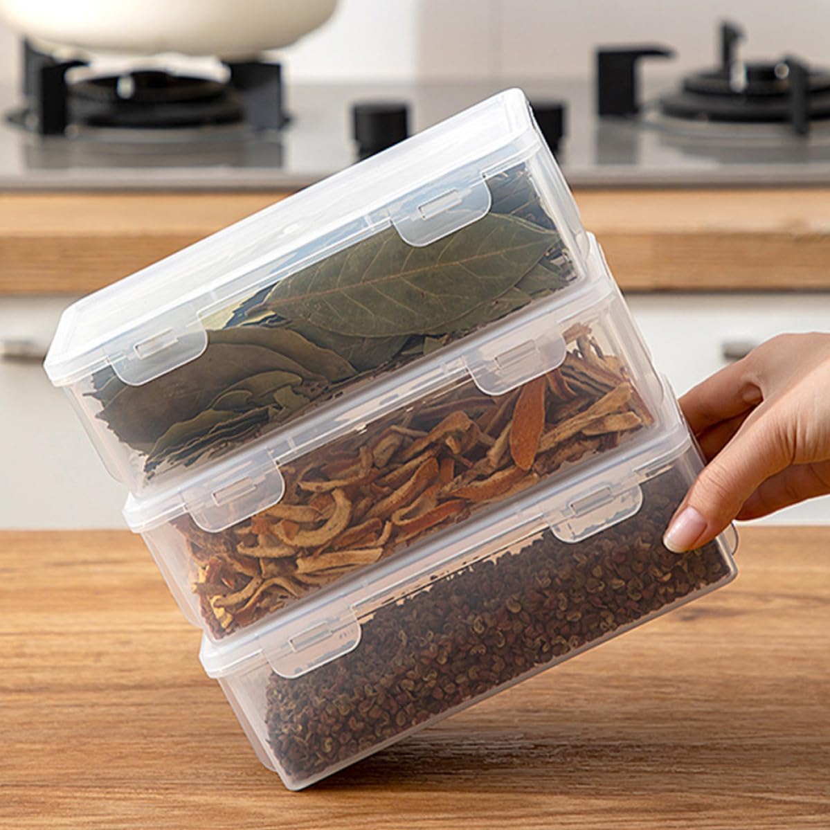 Airtight and Protection Container Storage Food Cover with Sealed for Material Sturdy Pp Box Organization Stationery Materials for Kitchen Pantry