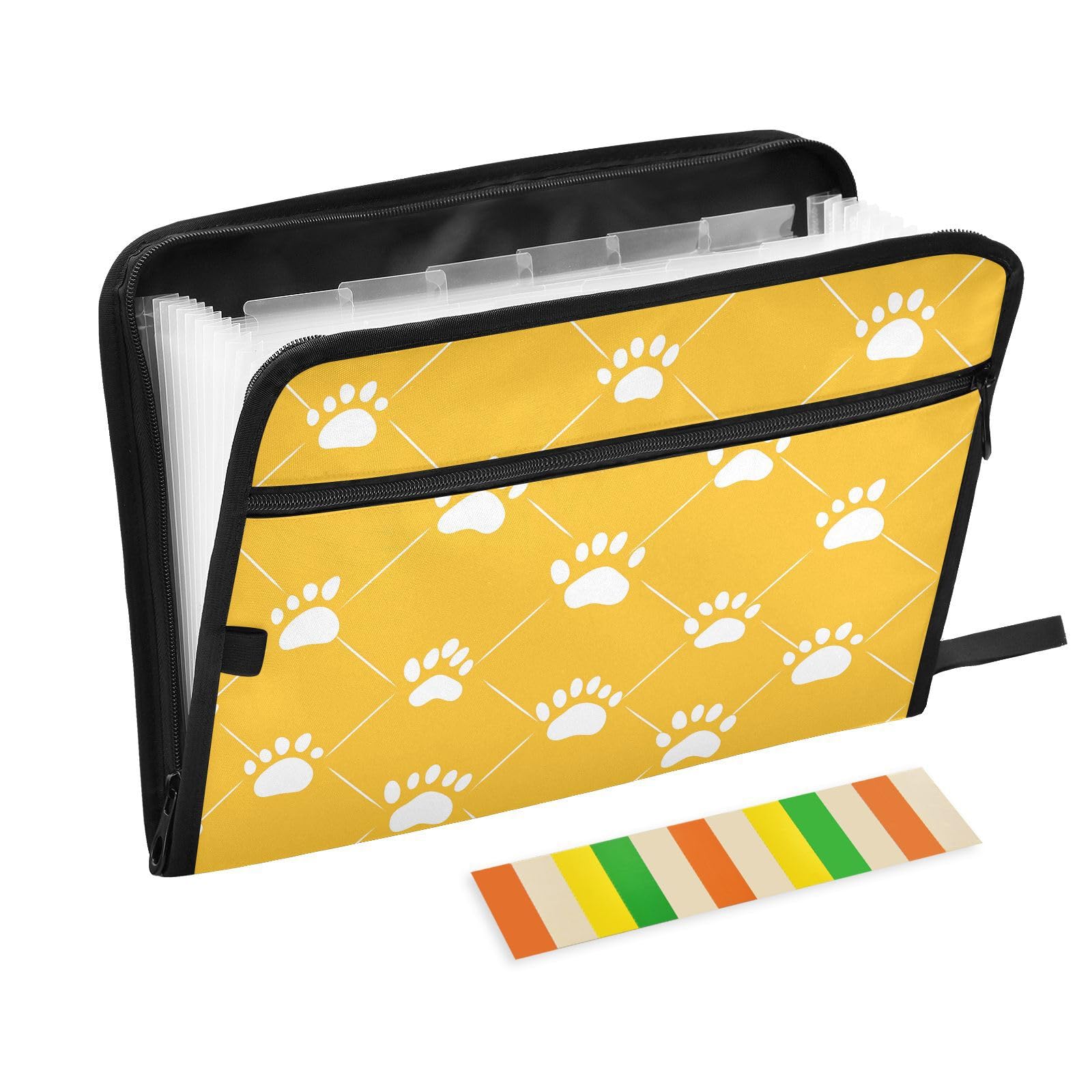 Sletend 13 Pocket Zipper Expanding File Folder A4 Dog Paw Print