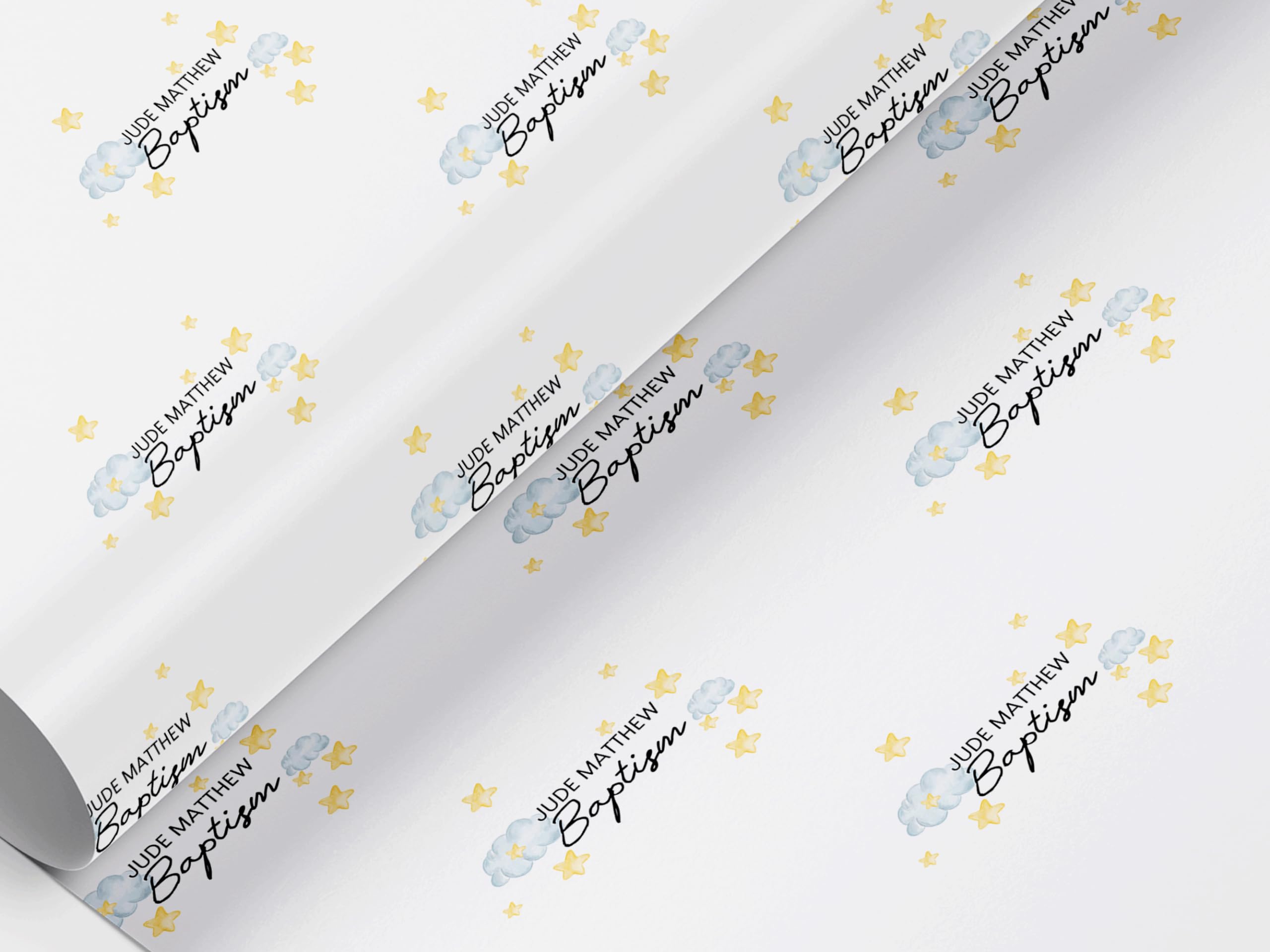 Personalised Wrapping Paper โ Custom Christening & Baptism Wrap for Baby Boys & Girls. Elegant Designs for Naming Ceremonies, Godchildren & Newborn Gifts. Personalised Baby Wrap for Boys & Girls.