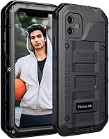 Vista 1 de Mitywah Funda impermeable para iPhone 11, resistente y duradera, de metal, protección de pantalla integrada, impermeable, a prueba de golpes, a Negro