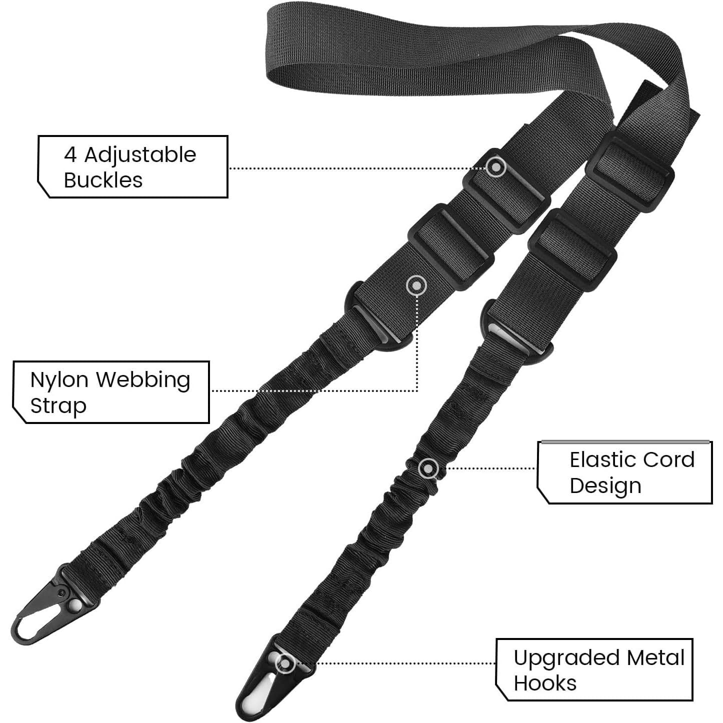Taktischer Zweipunkt-Sling-2er-Pack Picatinny QD-Schling-Schwenk halterungen Verstellbarer Schulter Gurt für Gewehre-Schnell Spanner und Montage Basis inklusive