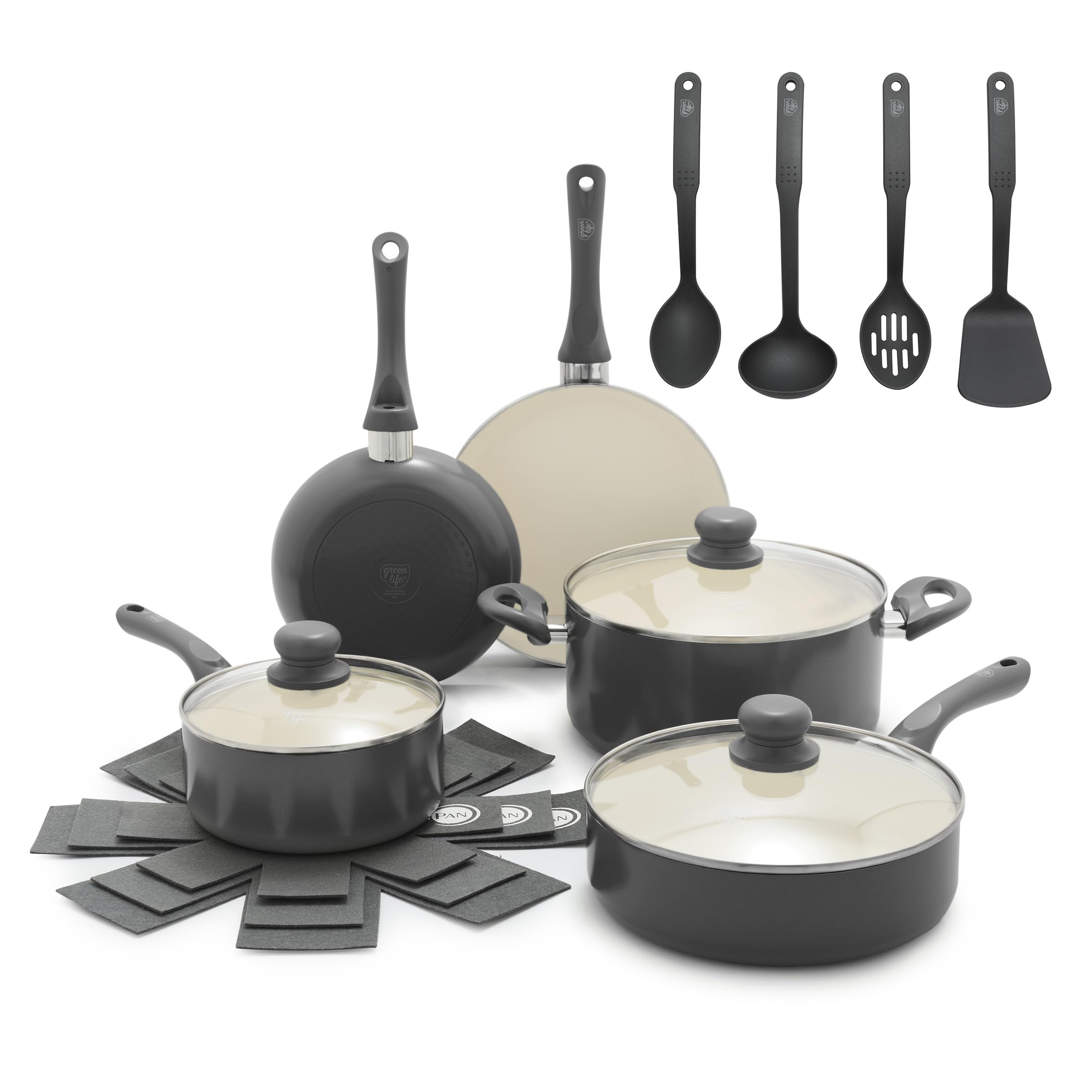 GreenLife 16 Piece Nonstick Pots and Pans Induction Set