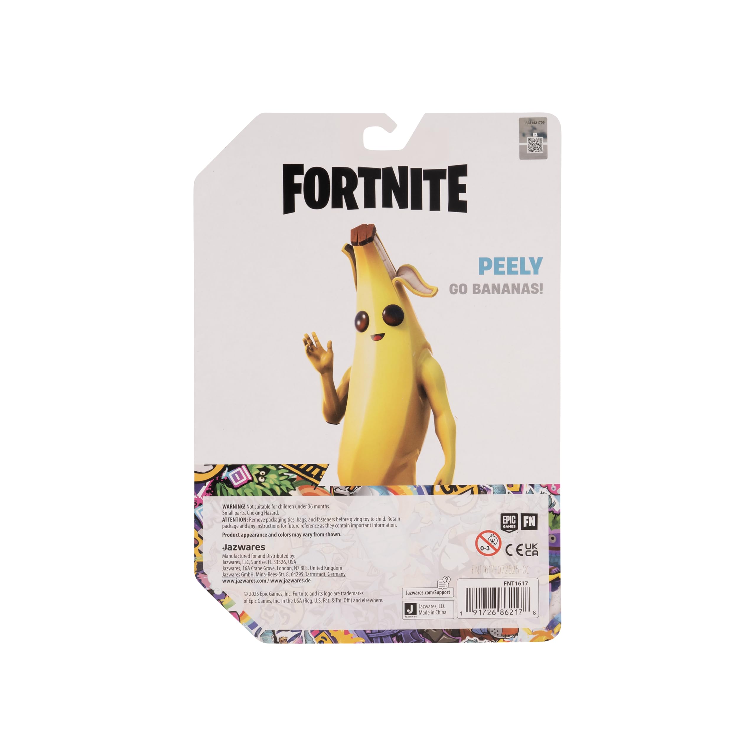 Fortnite Legendary Peely - Figura articolata da 15,2 cm con strumento di raccolta, Back Bling e codice per oggetto virtuale bonus