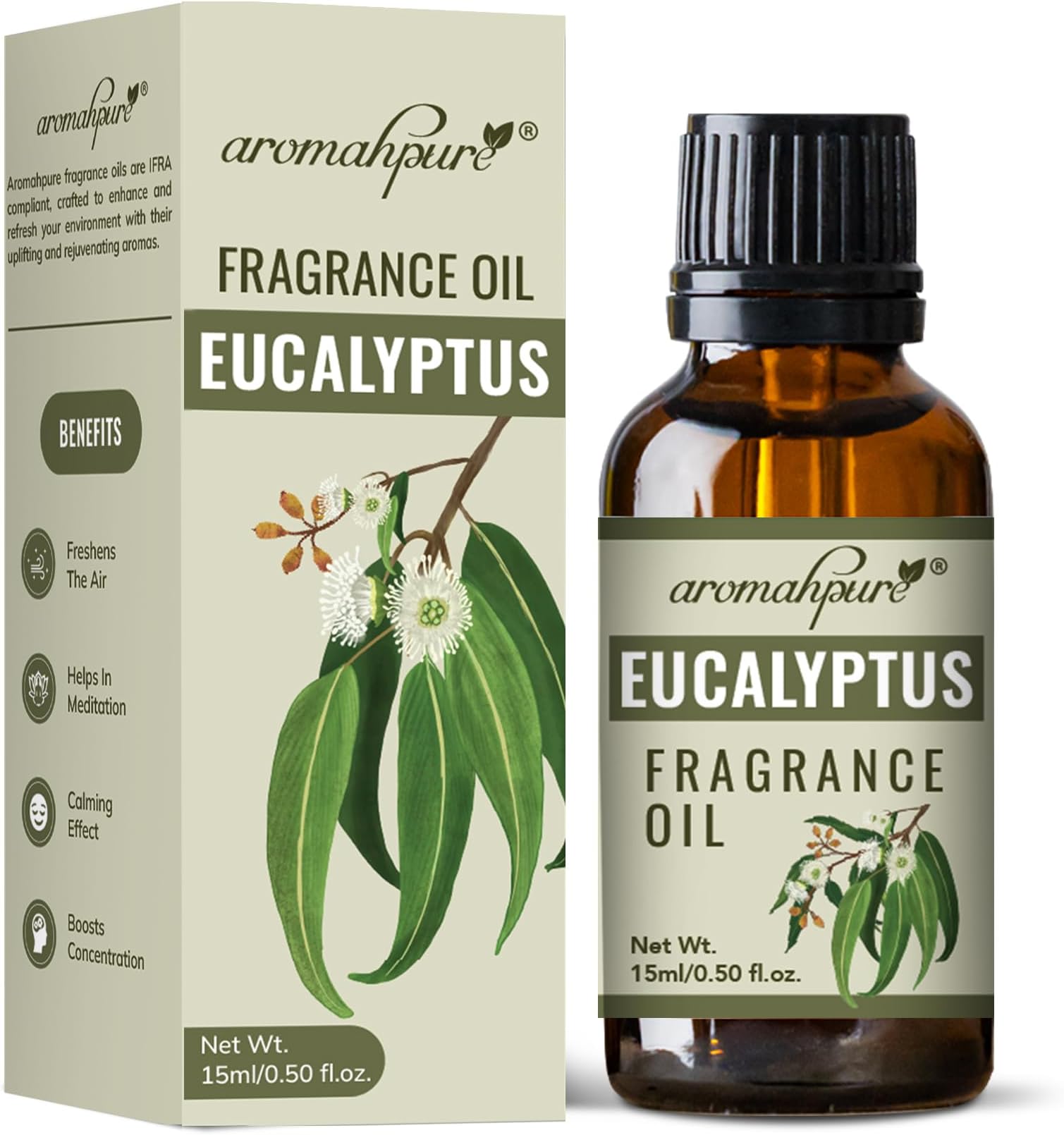 Aromahpure Fragrance Oil | 15ml | Eucalyptus Aroma Oil for Home Fragrance | Best for Aromatherapy | Helps in Concentration & Meditation | Used in Diffusers, Candles, Air Fresheners, Soaps