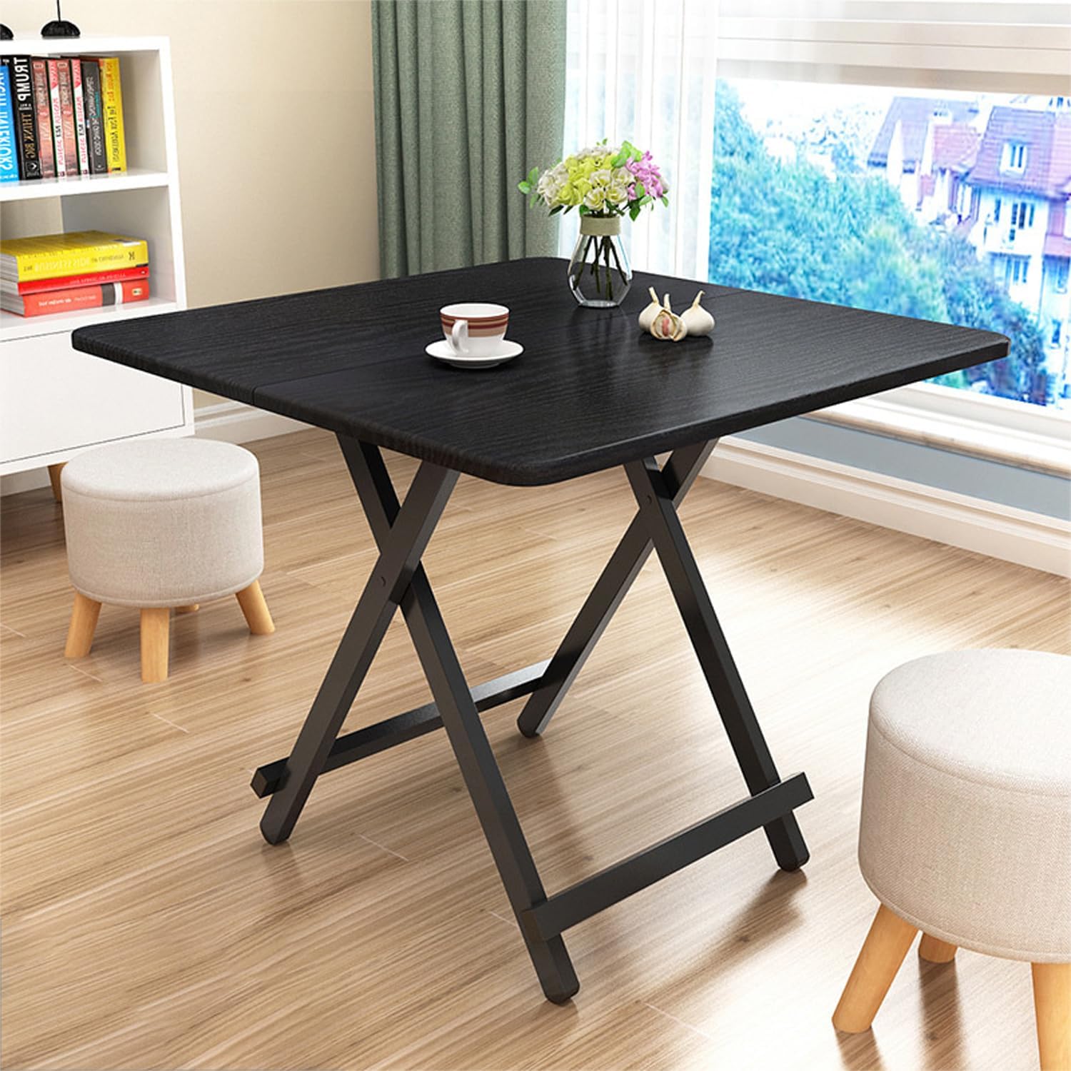 GGEROU Folding Camping Tables,Folding TV Tray Table for Dining, Laptop Computer Stand,Gaming,Desk,Portable Picnic Table,Easy Assembly, Space Saving, Stable and Durable (Upgrades Black)