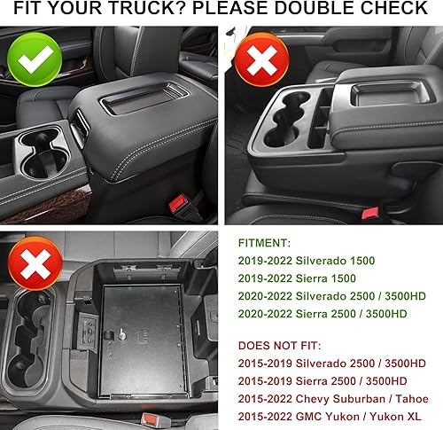 Miniatura 5 de JOJOMARK Bandeja organizadora de consola central compatible con GMC Sierra 2019-2022, Chevy Silverado 1500, 2020-2021 2022 2023 SilveradoSierra 2500