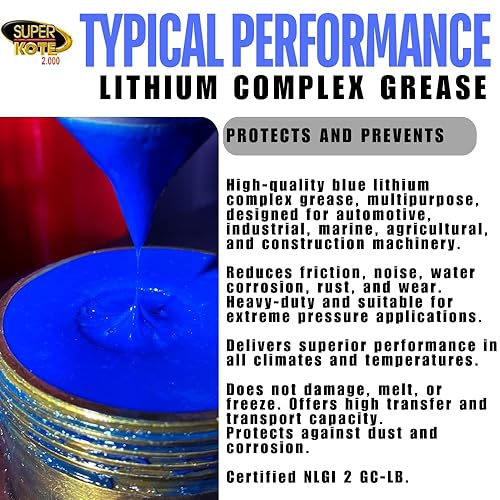 Miniatura 6 de Lubricant Grease Superkote 2000 MultiusoComplejo de LitioLubricanteEPAlta temperaturaIndustriaAutomociónGrasa Azul1 libra