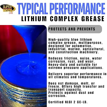 Lithium Complex Grease | Lubricant | Superkote 2000 Multipurpose | NLGI 2 | EP | High Temp | Automotive | Construction | Industry | Gear | Wheel Bearing | Axle | Ball Joint | Blue | 1 LB Can