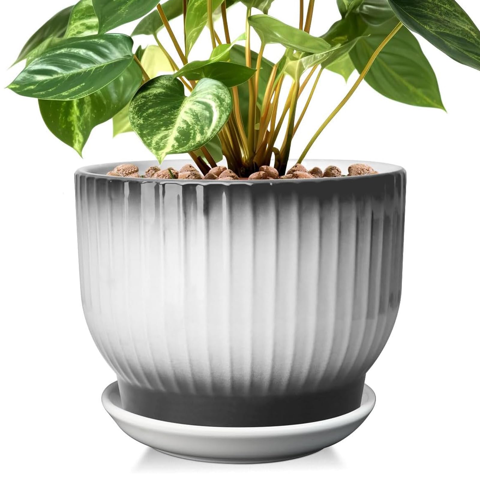 YUFDA Black White Ceramic Planter