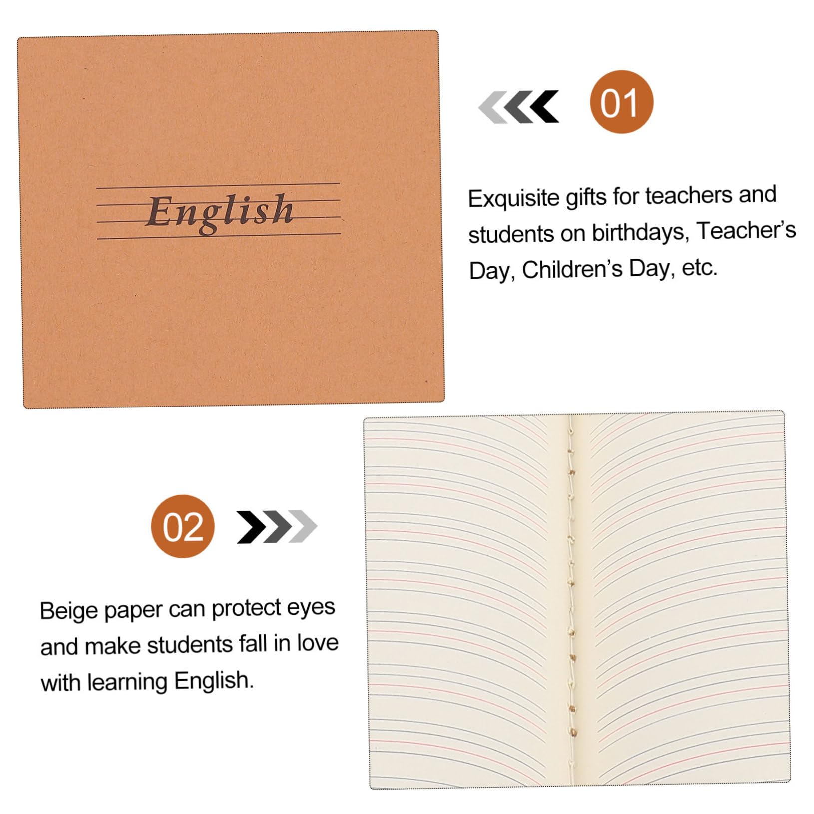 Cuadernos de Ejercicios de Inglés 10piezas de Papel para Estudiantes | Decoracion Colegio, Práctica de Escritura a Mano, Papelería para Estudiantes y Material Escolar