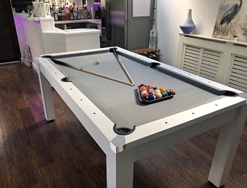7ft Pool Table With Dining Table Top & Table Tennis Table In Multiple Colours With Chrome Edge Caps Family Leisure Snooker Billiards Games Table With All Accessories, Great for Kids and Adults
