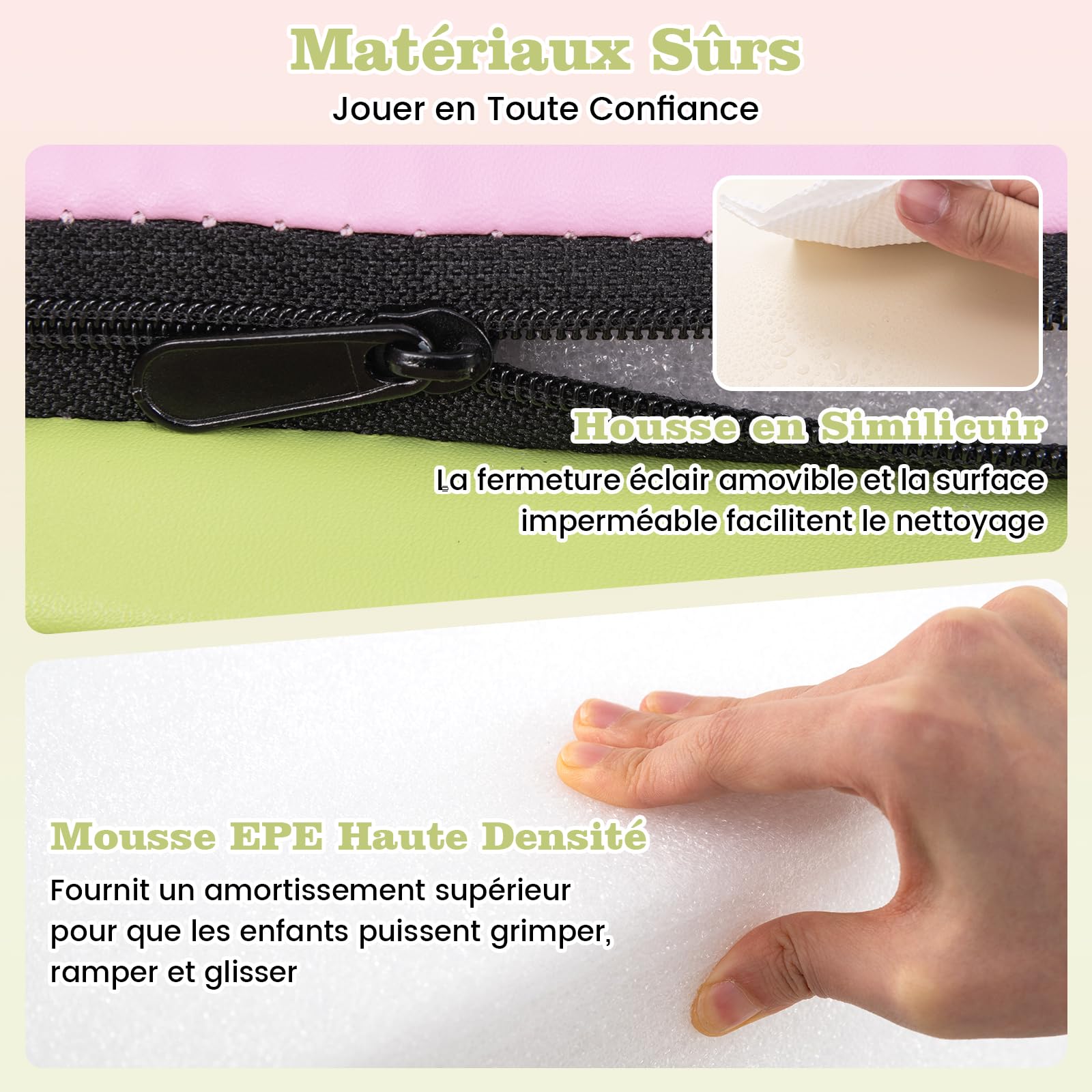 COSTWAY 4PCS Parcours Motricité Bébé en Mousse EPE avec Housse en PU, Module Motricité Bébé avec Toboggan & Différentes Formes, Jouets Éducatifs Colorée pour Ramper pour Enfants d'Âge Préscolaire