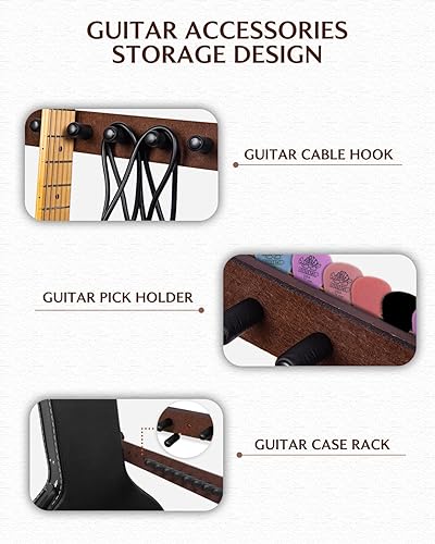 Miniatura 6 de STRICH SMT-10 - Soporte para guitarras múltiples guitarras, de madera dura para 5 bajo eléctrico o 3 guitarras acústicas, soporte acolchado para