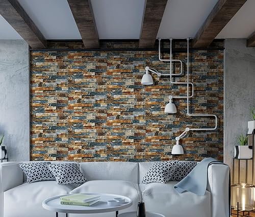 Miniatura 5 de LiKiLiKi Papel tapiz de ladrillo de piedra para despegar y pegar, papel tapiz extraíble para cubrir paredes de cocina, rollo autoadhesivo de vinilo