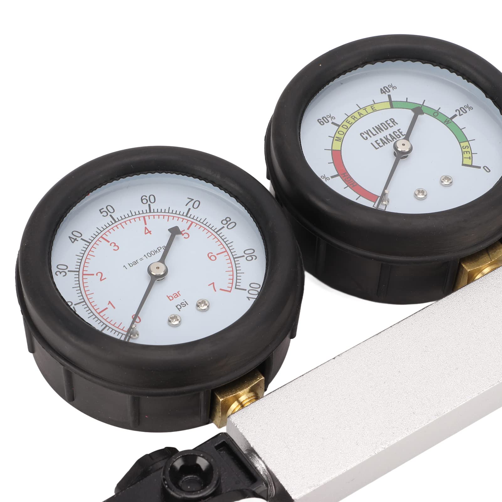 Tester di perdite cilindriche Compressione motore benzina doppio misuratore strumento di rilevamento per il controllo della pressione Test di perdite strumento di riparazione auto strumenti per la