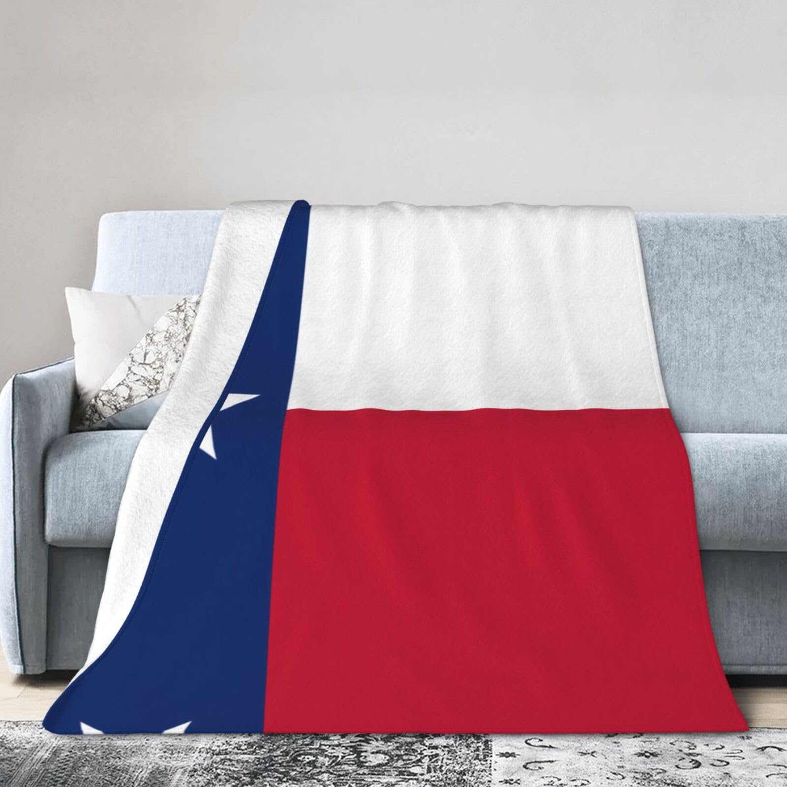 Flag of Texas 80"x60" Fleece Blanket, Full Size, Super Soft, Suitable for Bed, Sofa, Camping, All Seasons