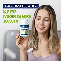 Vista 4 de Basic Vigor Migrastil Migraine Support Capsules. Feverfew, magnesio, taurina y vitamina B1 para migrañas. Suplemento natural. Fabricado