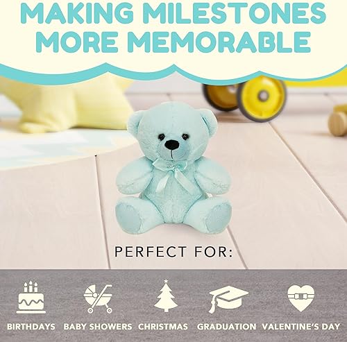 Miniatura 5 de Oso de peluche de mejores amigos súper color azul bebé de Grandma Smiley's, oso de peluche hipoalergénico pequeño de 23 cm para Navidad, ducha de