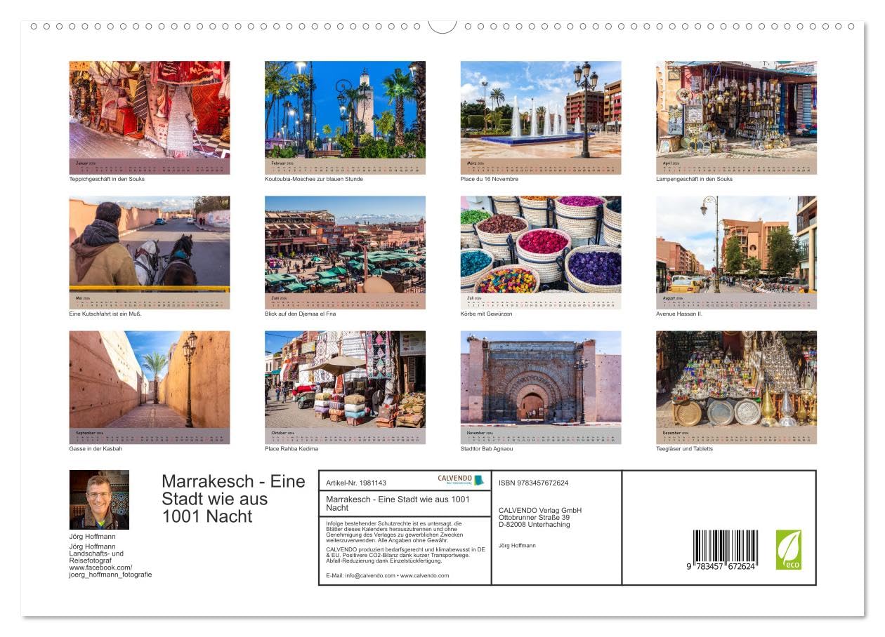 Marrakesch - Eine Stadt wie aus 1001 Nacht (hochwertiger Premium Wandkalender 2026 DIN A2 quer), Kunstdruck in Hochglanz: Lassen Sie sich mitnehmen in die Welt von 1001 Nacht. (CALVENDO Orte)