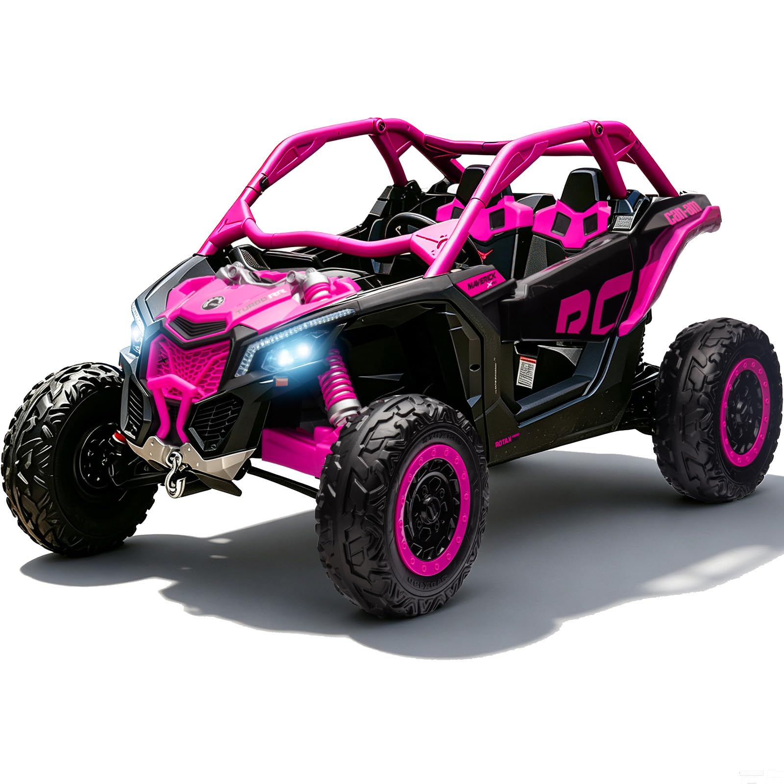 Licensed Can-Am Maverickx3 24V Ride on Kids UTV 2 Seater, 4x200W, Hot Pink