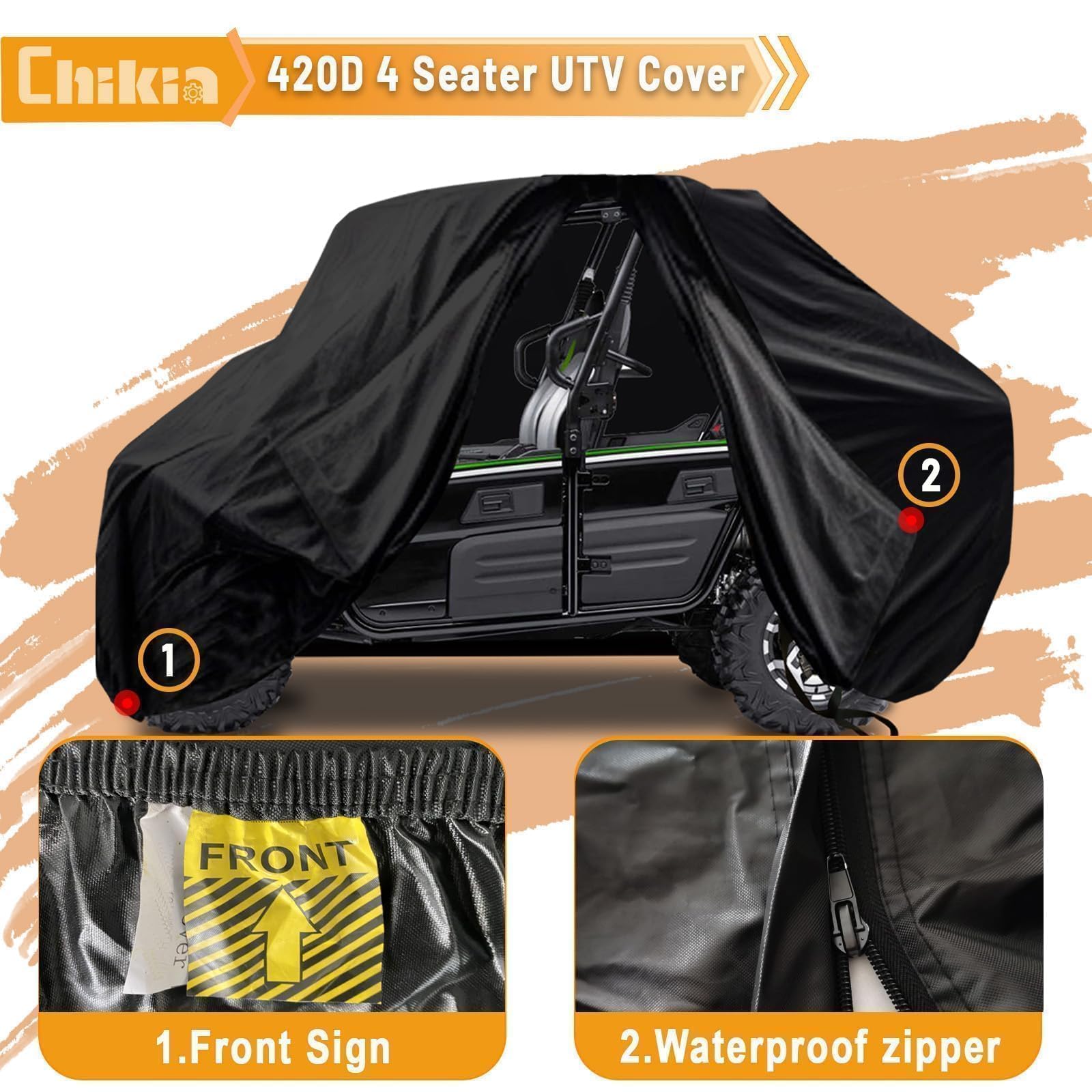 Amazon.com: Chikia UTV 4-6 Seater Cover Waterproof with Zipper