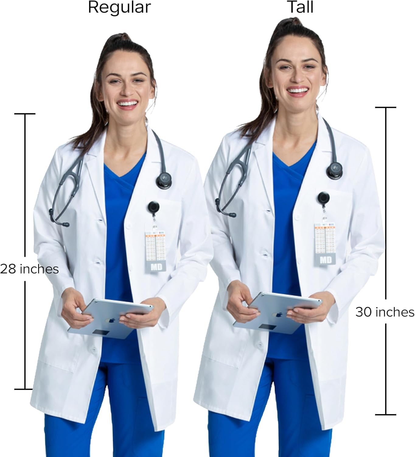 Cherokee Lab Coat Women 28" & 30" Medical Scrub Consultation White Lab Coat Long Sleeve with 3 Pockets Easy Care - CK451 - Image 3