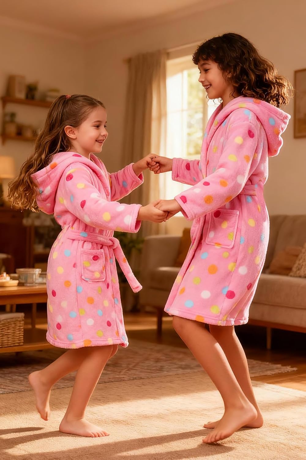 Girls Fleece Hooded Robe Warm Sleepwear for Toddler Kids Soft Fuzzy Bathrobe Gifts - Image 5