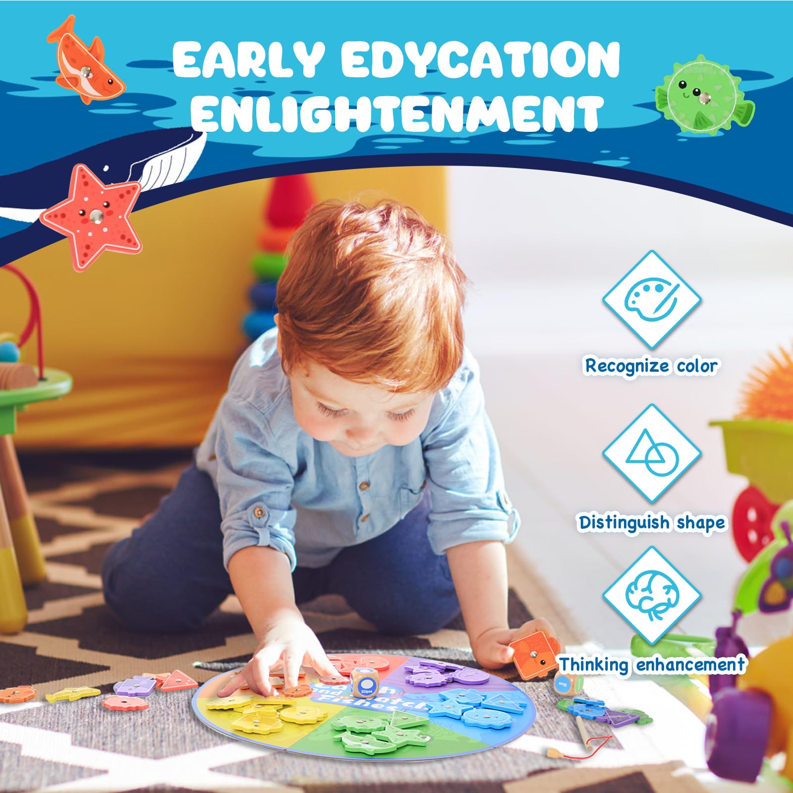 Jeu De Peche En Bois,Jouets De Peche Magnetique,Jouet En Bois Educatif Jeux Numéro Poisson Pour Garçons Filles 3+ Ans - Jeux - Jouets