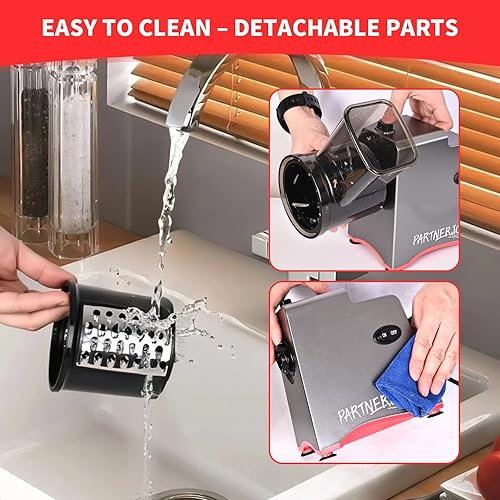 Miniatura 7 de Rallador eléctrico de queso, rallador de queso eléctrico 7 en 1 para queso de bloque, trituradora eléctrica de 250 W, rallador eléctrico automático,