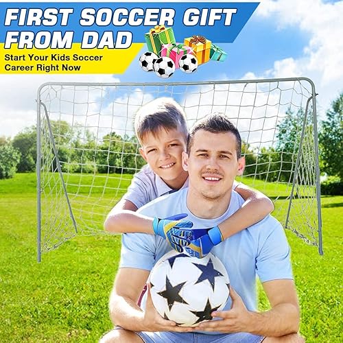 Miniatura 3 de Jalunth - Guantes de portero de fútbol con palma de látex texturizada antideslizante y parte trasera de PU suave, para niños y jóvenes