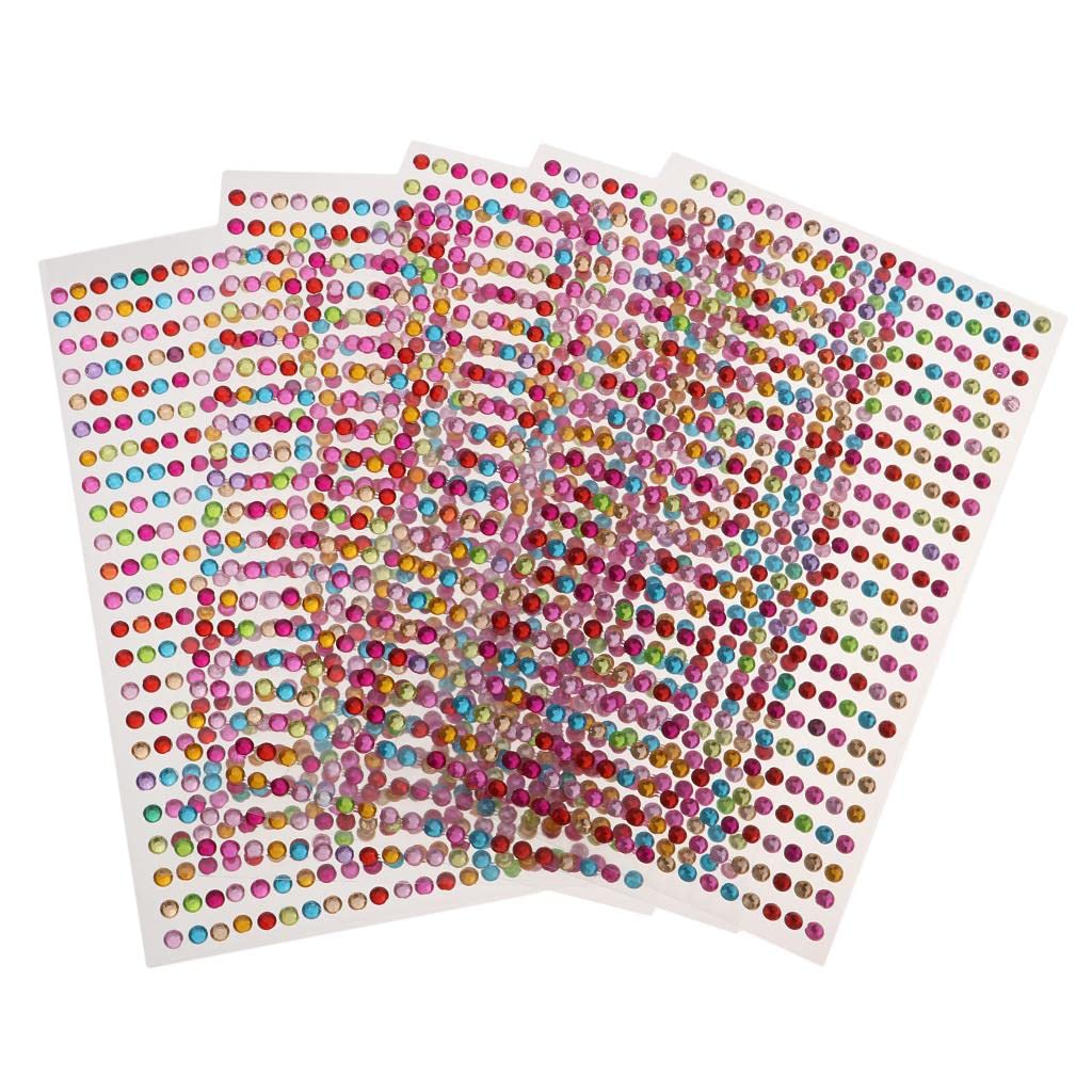 5X Crystal Rhinestone Self Adhesive Gem Embellishment Stickers Multi 4mm,Mixed Color,4mm 5X