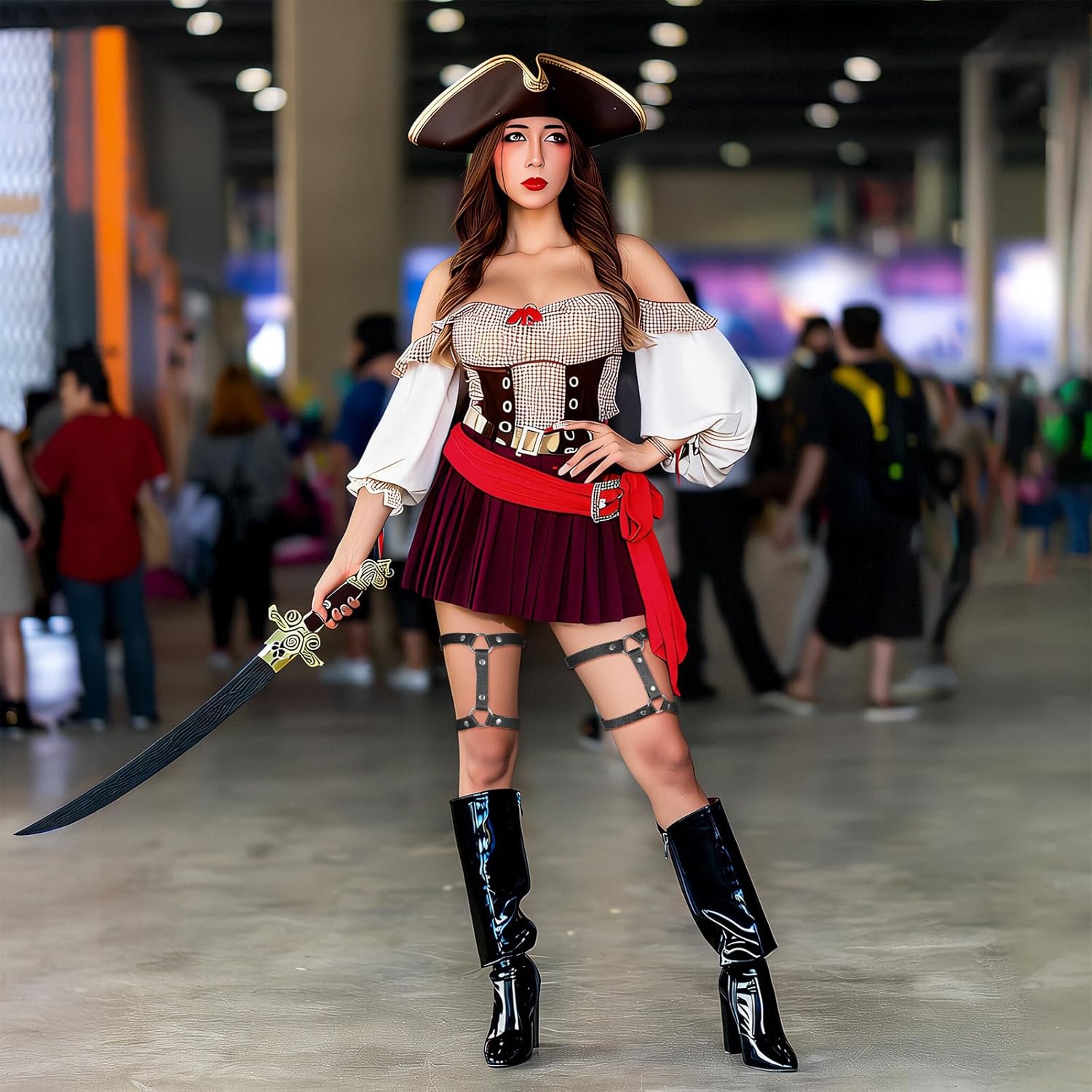 2 Rows Thigh Garters for Women, Leather Leg Harness Adjustable Garter Belt Elastic Thigh Ring Garter Punk Gothic Strap Body Chain Accessories Harness for Leg Women Fashion, Black - Image 6