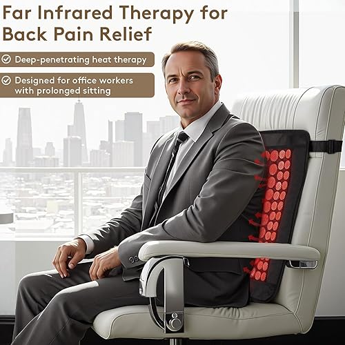 Miniatura 3 de UTK Almohadilla térmica para espalda, alivio del dolor de espalda 5 veces más profundo, almohadilla térmica de infrarrojos lejanos con jade natural,