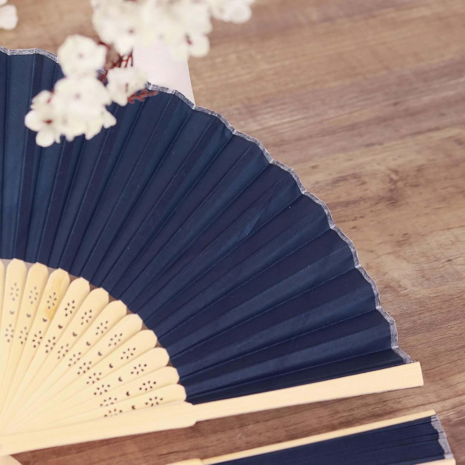 Efavormart 5 Pack Navy Blue Asian Silk Folding Birthday Banquet Event Wedding Party Favor Fans